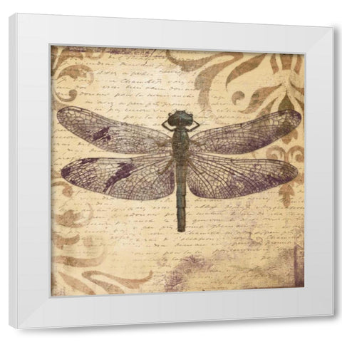 Dragonfly White Modern Wood Framed Art Print by Pinto, Patricia