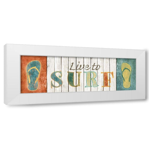 Live to Surf White Modern Wood Framed Art Print by SD Graphics Studio