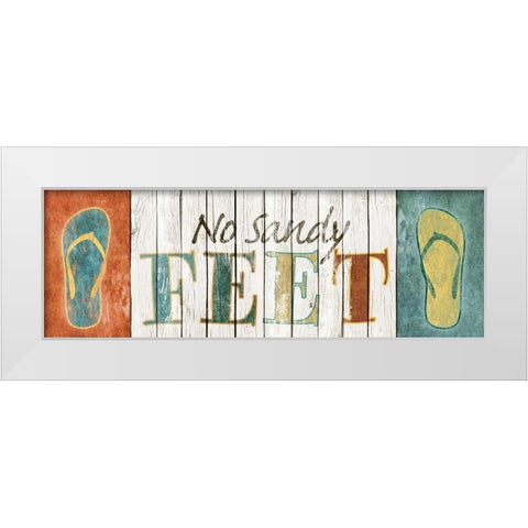 No Sandy Feet White Modern Wood Framed Art Print by SD Graphics Studio