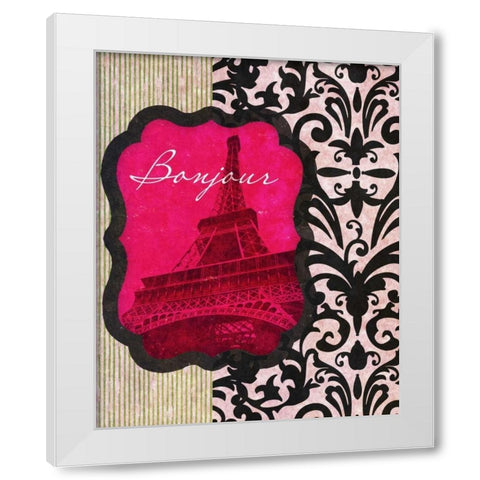 Bonjour White Modern Wood Framed Art Print by Spaeth, John