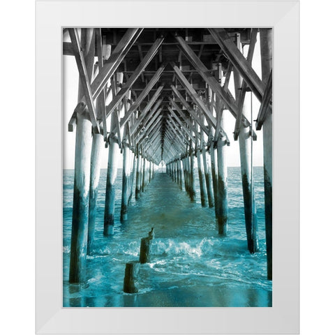 Teal Dock I White Modern Wood Framed Art Print by Rodriguez, Jairo