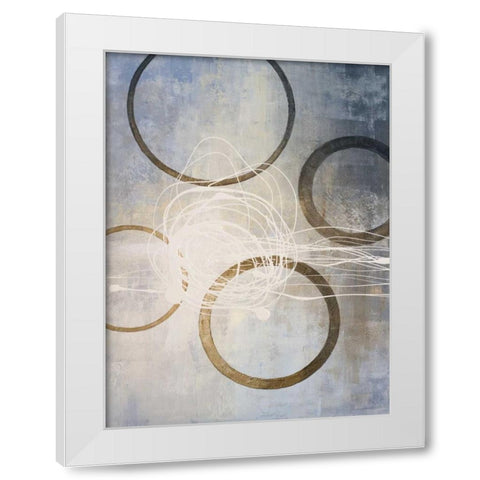 Blue Connections I White Modern Wood Framed Art Print by Marcon, Michael