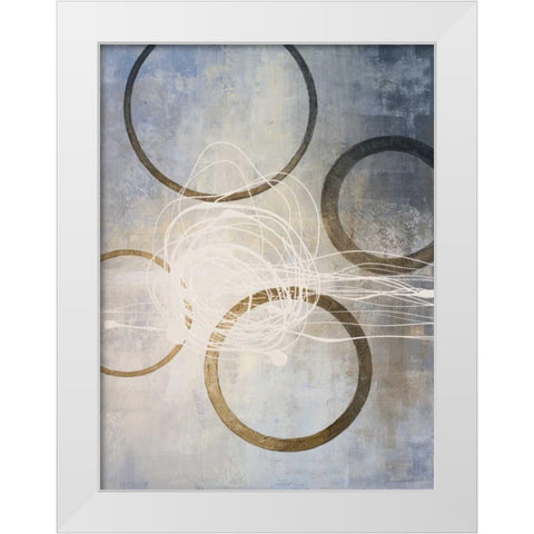 Blue Connections I White Modern Wood Framed Art Print by Marcon, Michael
