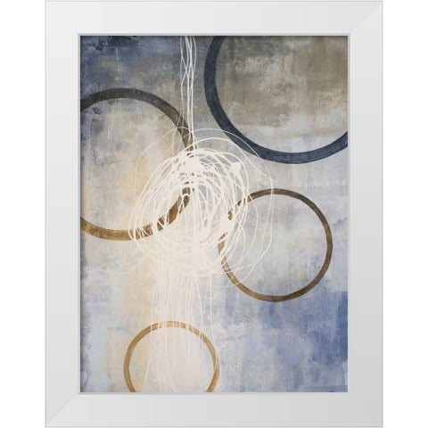 Blue Connections II White Modern Wood Framed Art Print by Marcon, Michael