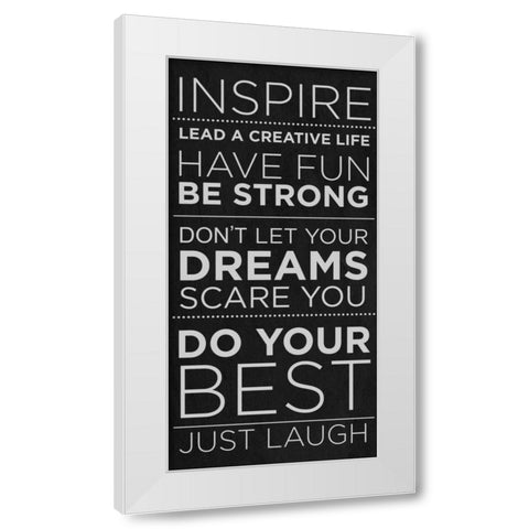 Inspire White Modern Wood Framed Art Print by SD Graphics Studio