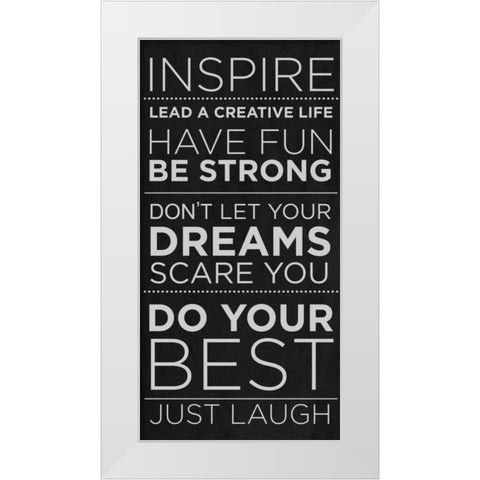 Inspire White Modern Wood Framed Art Print by SD Graphics Studio