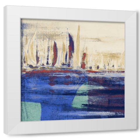 Blue Calm Waters Square I White Modern Wood Framed Art Print by Kingsley