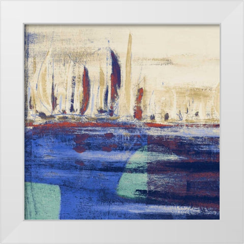Blue Calm Waters Square I White Modern Wood Framed Art Print by Kingsley