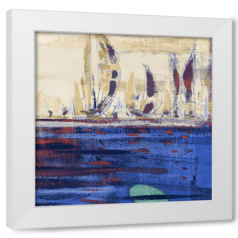 Blue Calm Waters Square II White Modern Wood Framed Art Print by Kingsley