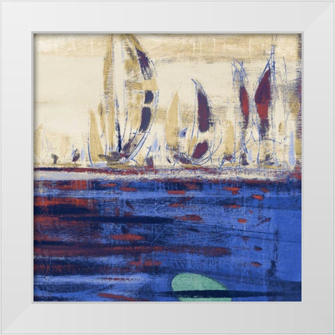 Blue Calm Waters Square II White Modern Wood Framed Art Print by Kingsley