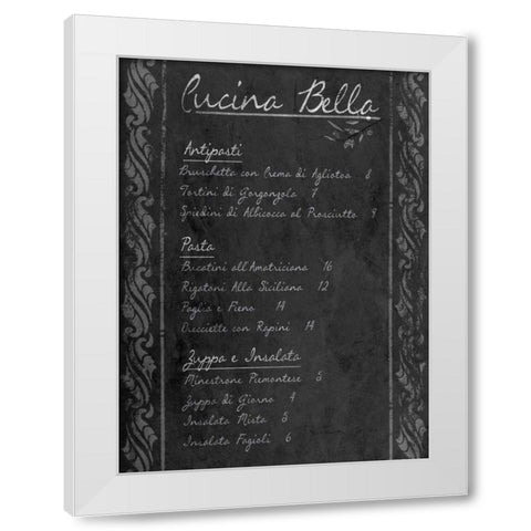Italian Menu with Border I White Modern Wood Framed Art Print by Sundance Studio