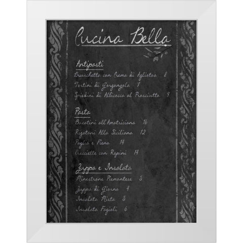 Italian Menu with Border I White Modern Wood Framed Art Print by Sundance Studio