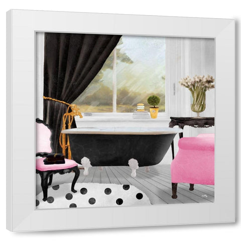 Pop of Pink Bath II White Modern Wood Framed Art Print by Medley, Elizabeth