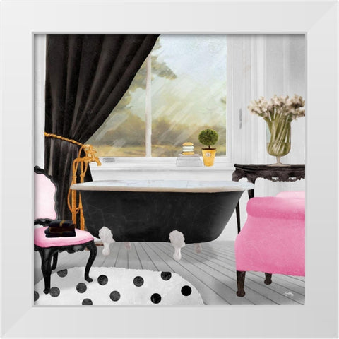 Pop of Pink Bath II White Modern Wood Framed Art Print by Medley, Elizabeth