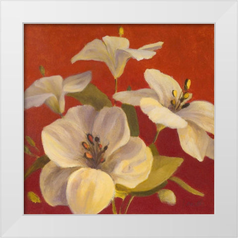 Fireside Flowers II White Modern Wood Framed Art Print by Loreth, Lanie
