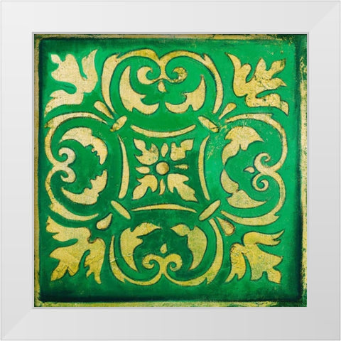 Green Mosaic White Modern Wood Framed Art Print by Pinto, Patricia