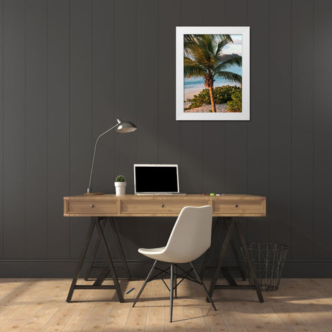 Sunset Palms I White Modern Wood Framed Art Print by Bryant, Susan