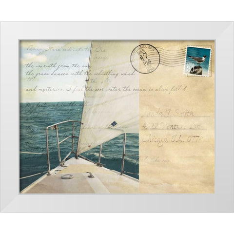 Voyage Postcard I White Modern Wood Framed Art Print by Bryant, Susan