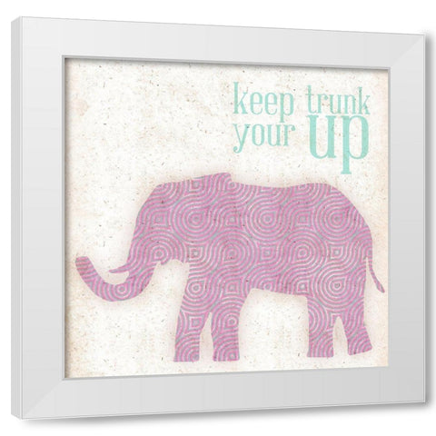 Keep Your Trunk Up White Modern Wood Framed Art Print by SD Graphics Studio