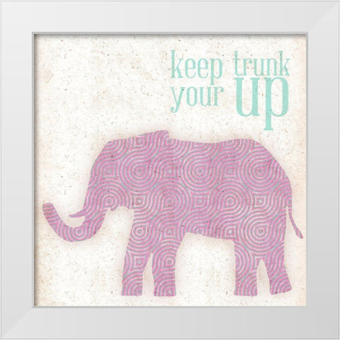 Keep Your Trunk Up White Modern Wood Framed Art Print by SD Graphics Studio