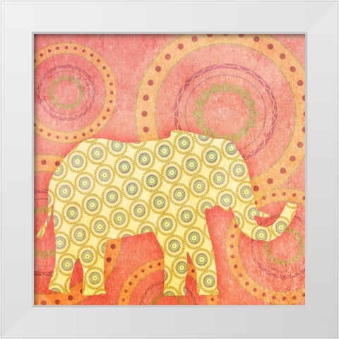 Elephant White Modern Wood Framed Art Print by SD Graphics Studio