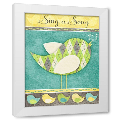 Tweet Tweet I White Modern Wood Framed Art Print by SD Graphics Studio