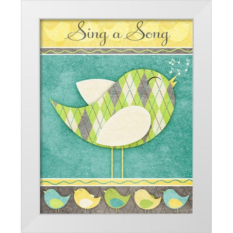 Tweet Tweet I White Modern Wood Framed Art Print by SD Graphics Studio