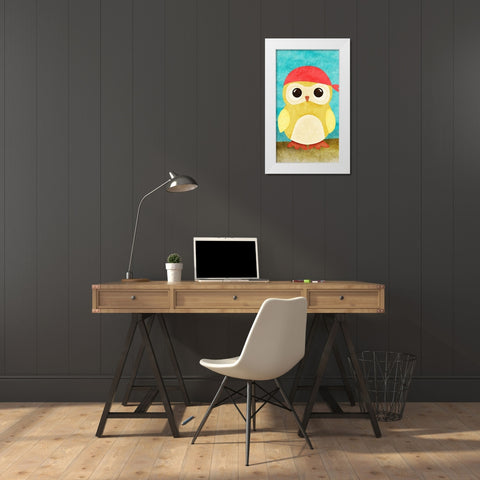 Pirate Owl I White Modern Wood Framed Art Print by SD Graphics Studio
