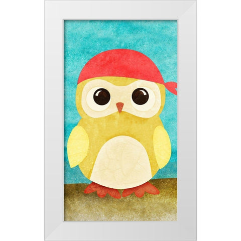 Pirate Owl I White Modern Wood Framed Art Print by SD Graphics Studio