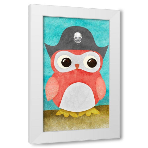 Pirate Owl II White Modern Wood Framed Art Print by SD Graphics Studio