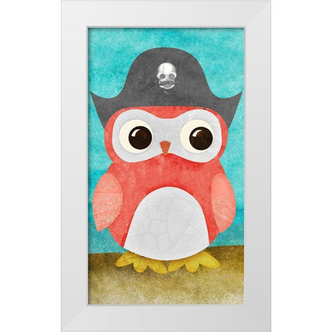 Pirate Owl II White Modern Wood Framed Art Print by SD Graphics Studio