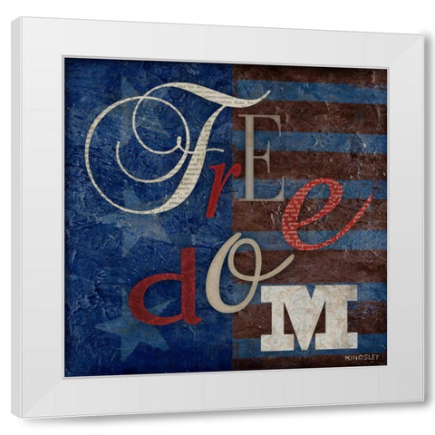 Freedom White Modern Wood Framed Art Print by Kingsley