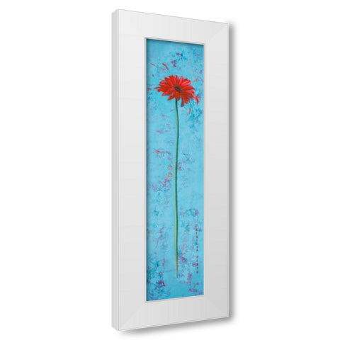 Blue Tiny Flower I White Modern Wood Framed Art Print by Pinto, Patricia