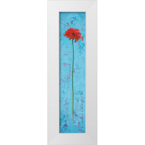 Blue Tiny Flower I White Modern Wood Framed Art Print by Pinto, Patricia