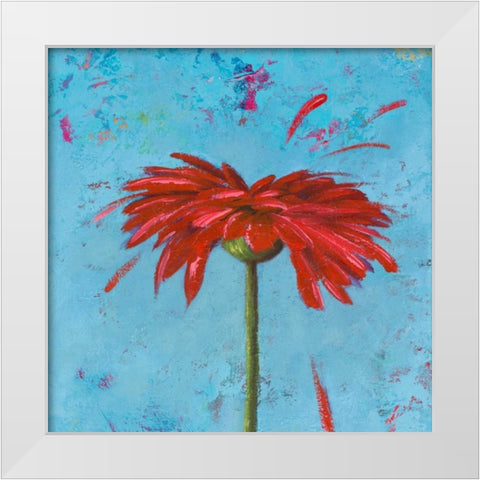 Blue Tiny Flower Square II White Modern Wood Framed Art Print by Pinto, Patricia