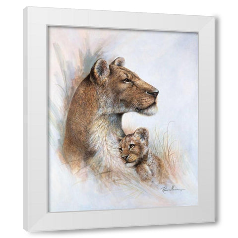 Mothers Pride White Modern Wood Framed Art Print by Manning, Ruane