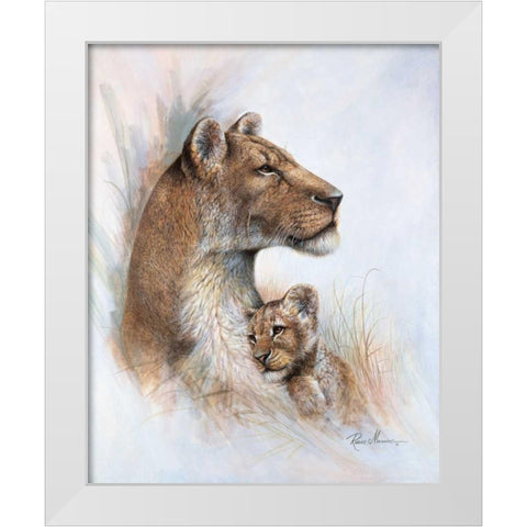 Mothers Pride White Modern Wood Framed Art Print by Manning, Ruane