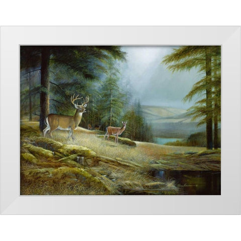 Mountaintop Retreat White Modern Wood Framed Art Print by Manning, Ruane