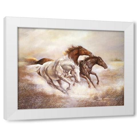 Wild Horses I White Modern Wood Framed Art Print by Manning, Ruane