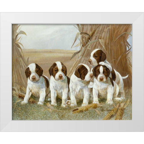 Belles Pups White Modern Wood Framed Art Print by Manning, Ruane