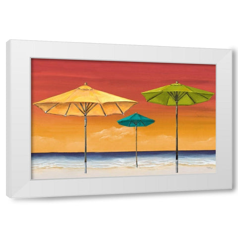 Tropical Umbrellas I White Modern Wood Framed Art Print by Hakimipour, Tiffany