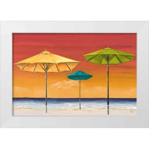 Tropical Umbrellas I White Modern Wood Framed Art Print by Hakimipour, Tiffany
