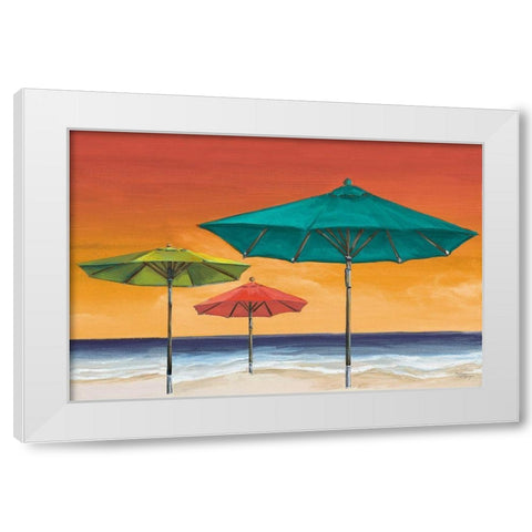 Tropical Umbrellas II White Modern Wood Framed Art Print by Hakimipour, Tiffany