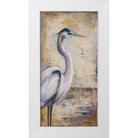 Blue Heron I White Modern Wood Framed Art Print by Pinto, Patricia