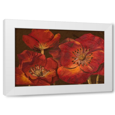 Dazzling Poppies White Modern Wood Framed Art Print by Josefina