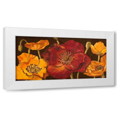 Dazzling Poppies I White Modern Wood Framed Art Print by Josefina