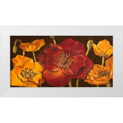 Dazzling Poppies I White Modern Wood Framed Art Print by Josefina