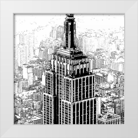 Empire State Sketch White Modern Wood Framed Art Print by Lake, Shelley