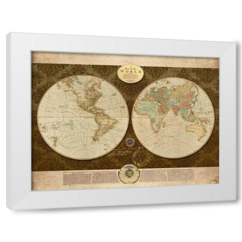 Map of World White Modern Wood Framed Art Print by Medley, Elizabeth