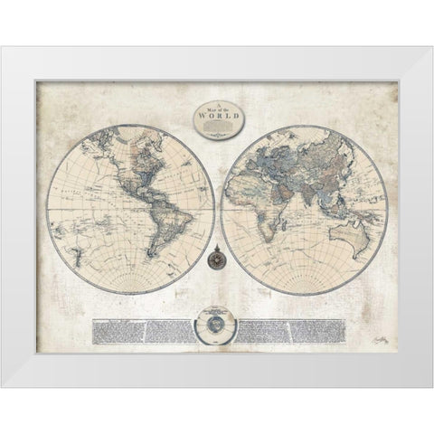 Whitewash Map White Modern Wood Framed Art Print by Medley, Elizabeth